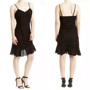 Leola Couture Dress Black Polka Dot Mesh Ruffles M‎